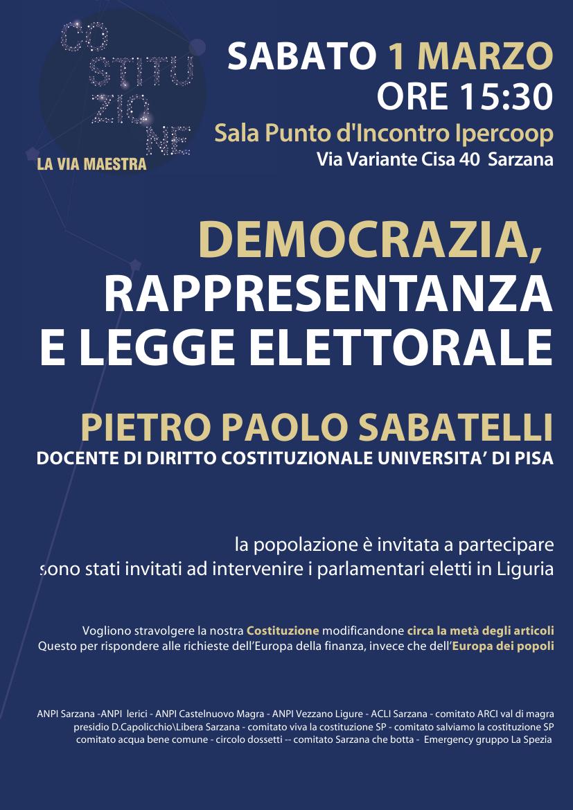 Costituzione La Via Maestra: incontro su "Democrazia, rappresentanza e legge elettorale"