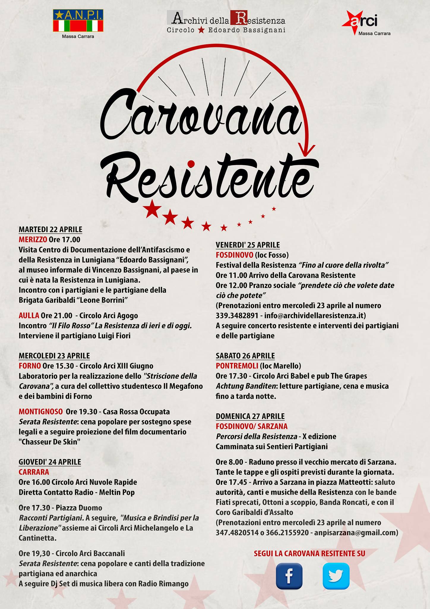 Da Massa a Sarzana, la prima "Carovana resistente"