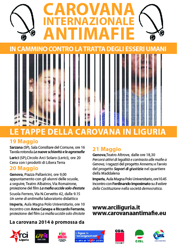 La Carovana Antimafie 2014 in Liguria dal 19 al 21 maggio