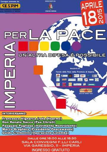 18/4 Sala conferenze F.lli Carli: " Imperia per la pace: un' altra difesa è possibile"