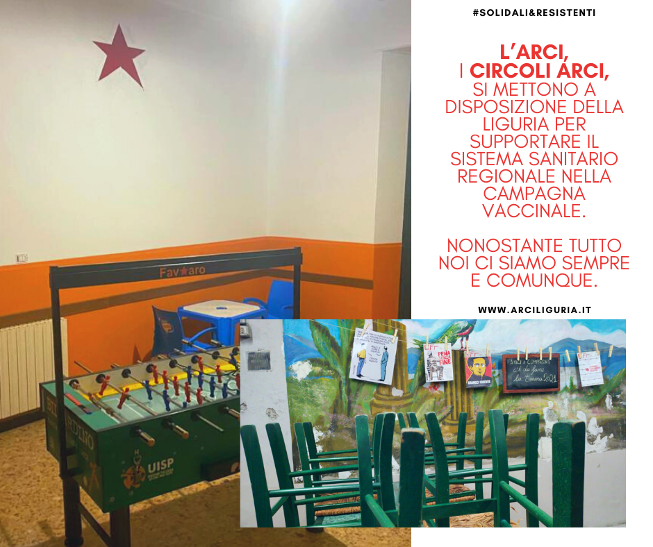 I circoli Arci della Liguria per la campagna vaccinale regionale. Lettera al Presidente della Regione, Giovanni Toti.